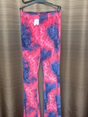 Rainbow Kids Tie-Dye Flared Leggings - Pink & Blue